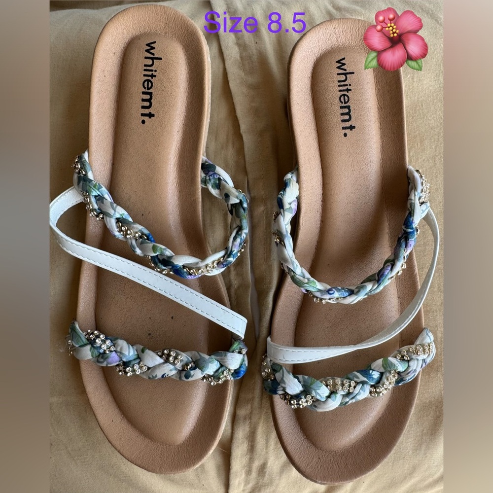 White Mt. Women's Braided Sandals - White and Blue